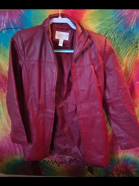 Vintage Worthington Burgundy Leather Zip-Front Jacket